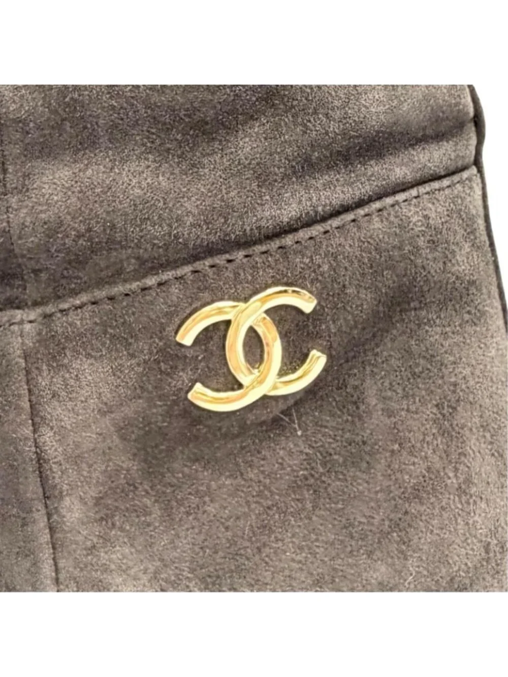 Chanel CC Logo Lining Quilted Suede Leather Ankle Boots Short Dark Brown